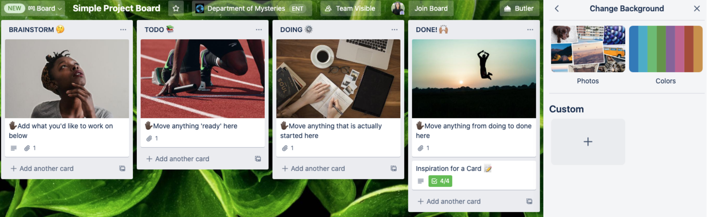 Changing board backgrounds, Trello