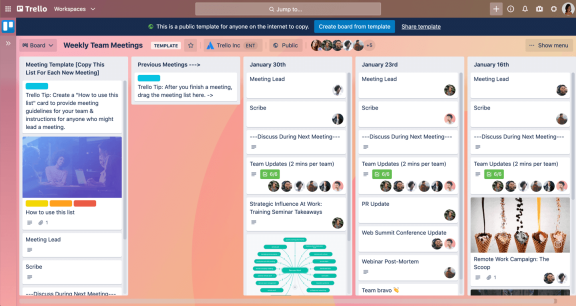 An image showing a team meeting Trello board