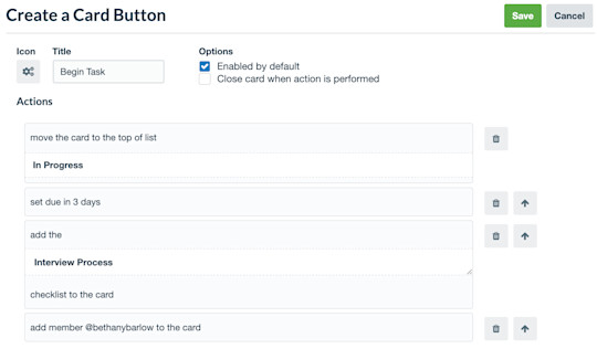 An image showing how to create a Card Button to trigger Automation on a Trello card