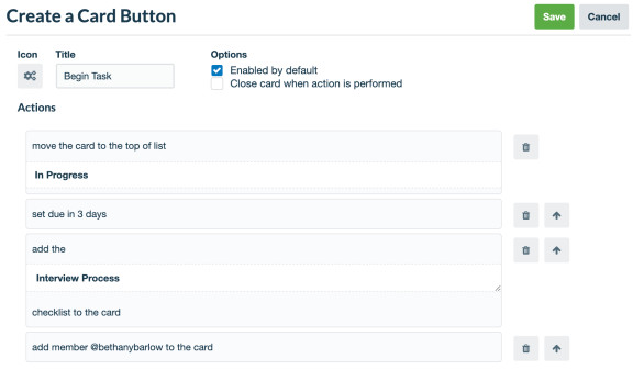 An image showing how to create a Card Button to trigger Automation on a Trello card