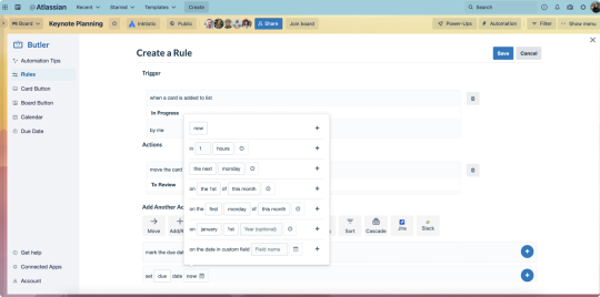 An image showing an example of automation on a Trello board