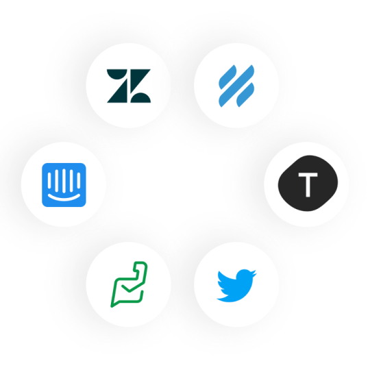 A graphic illustrating some of the apps and power-ups Trello connects with that customer support teams find useful.