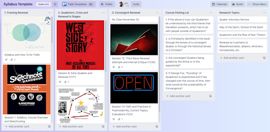 画像: Trello ボードのシラバス テンプレート