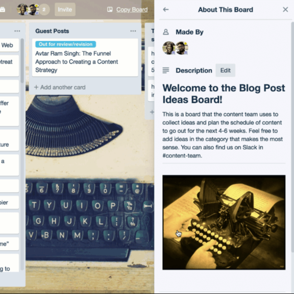 An image showing "About This Board" on a Trello board