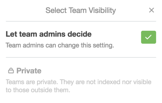 An image showing how to select Team Visibility for a Trello Workspace