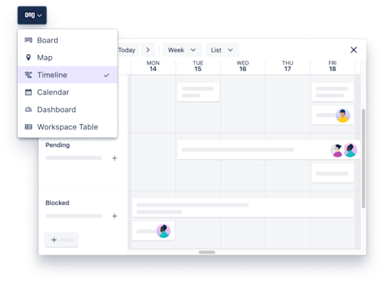 Image showing timeline, table and dashboard views