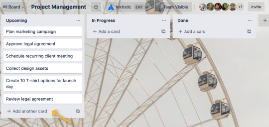 画像: Trello ボードのリスト