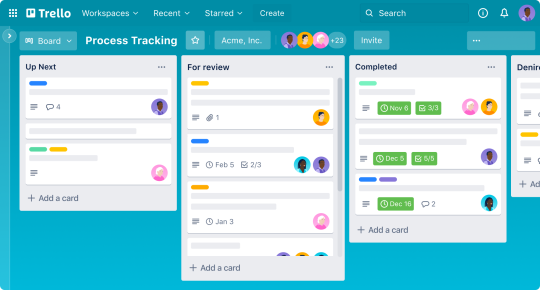 画像: Trello ボードのプロセス追跡テンプレート