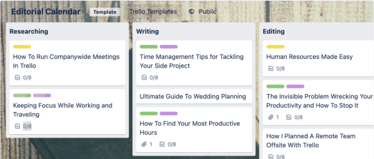 画像: Trello ボードのエディトリアル カレンダーのテンプレート 