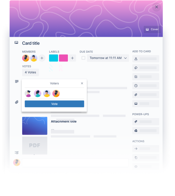 An illustration showing voting on a Trello card