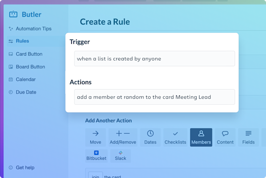 An image showing an automation rule on a Trello board