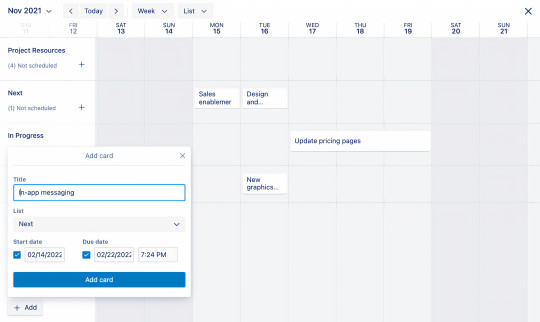 Image montrant comment ajouter une carte sur la vue Chronogramme d'un tableau Trello