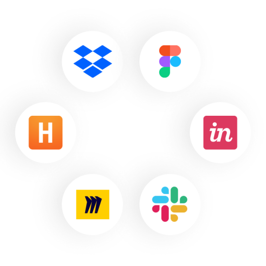 Een afbeelding van enkele van de apps en power-ups die belangrijk zijn voor ontwerpers en waarmee Trello verbinding kan maken.