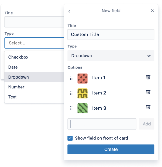 Immagine che mostra come creare campi personalizzati per una bacheca Trello