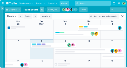 An illlustration showing the Calendar view of a Trello board