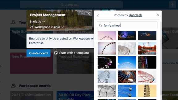 An image showing how to customize the images on a Trello board