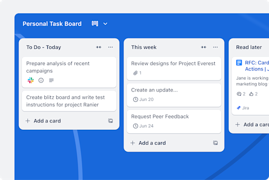 ภาพประกอบของรายการบนบอร์ด Trello