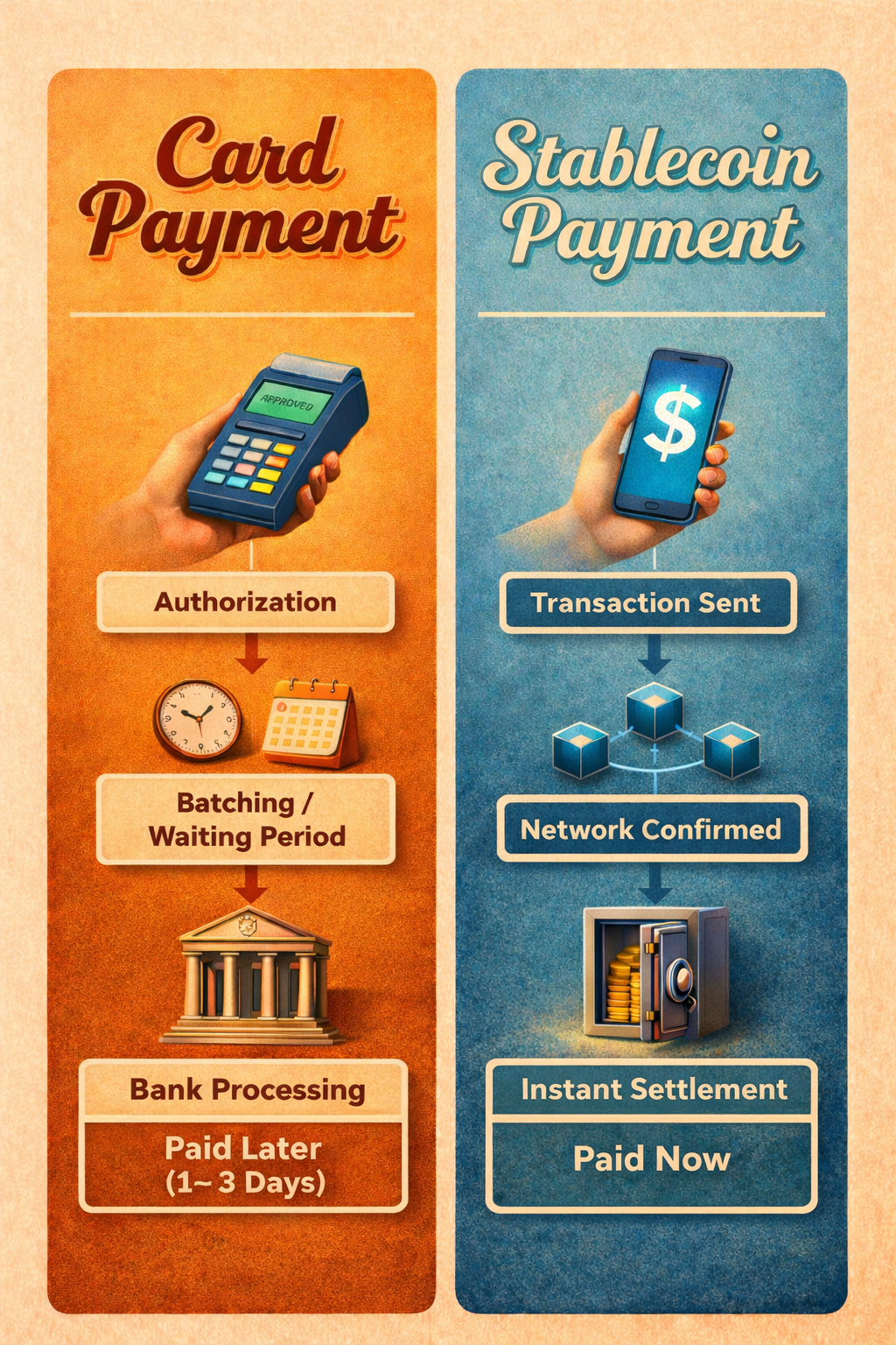Card Payment vs Stablecoin Payment Comparison