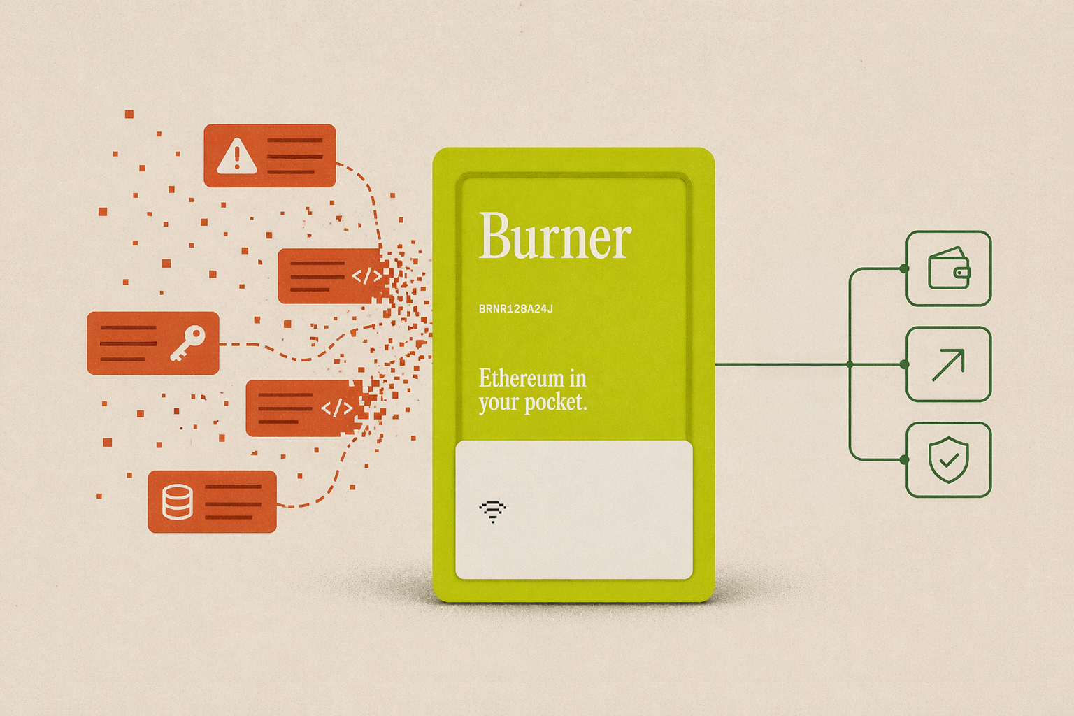 Burner hardware wallet blocks breached platform credentials from reaching crypto keys