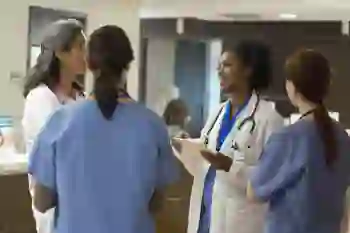 A team of medical professionals talking