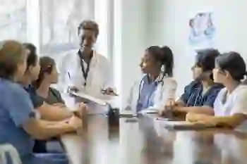 Medical professionals at a boardroom table