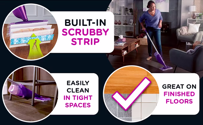 Swiffer WetJet Refill - Built-In Scrubby Strips, Easily Clean In Tight Spaces
