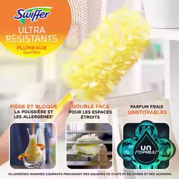 Le Swiffer Heavy Duty Dusters aux deux faces pour un nettoyage efficace dans les espaces réduits