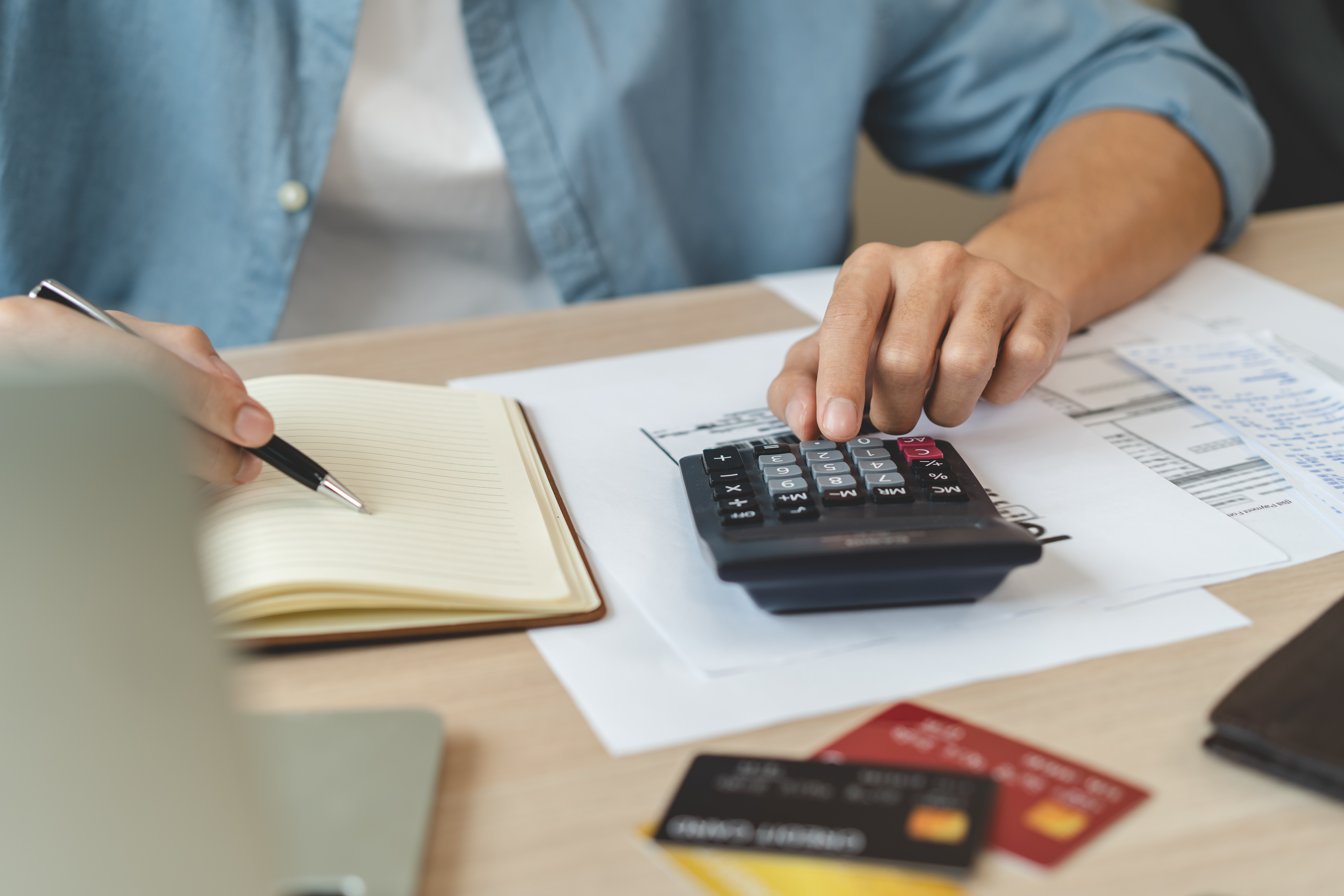 A person managing their finances 