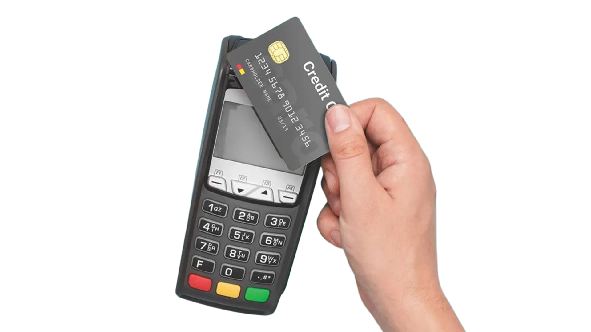 Phone and bank card in hand