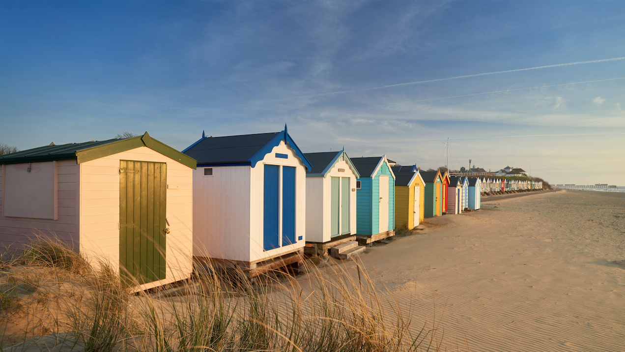 Beach huts built on the sand