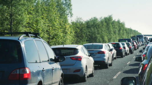 Cars stuck in a queue