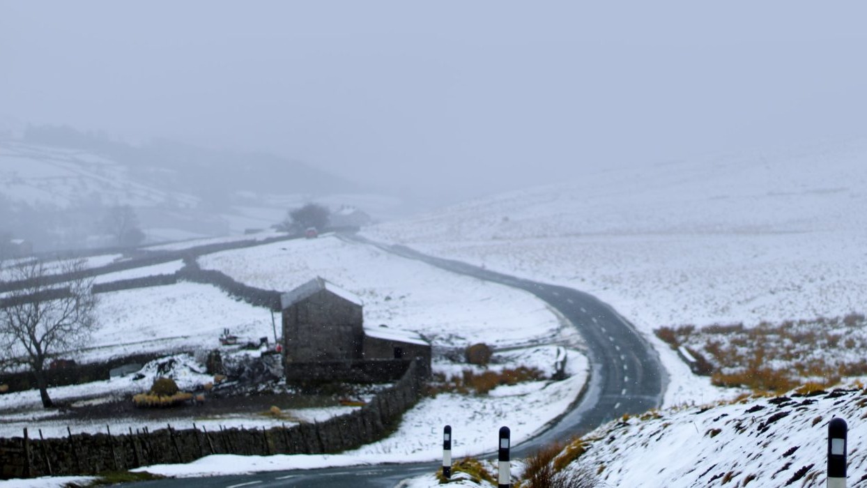 Snowy roads in the countryside