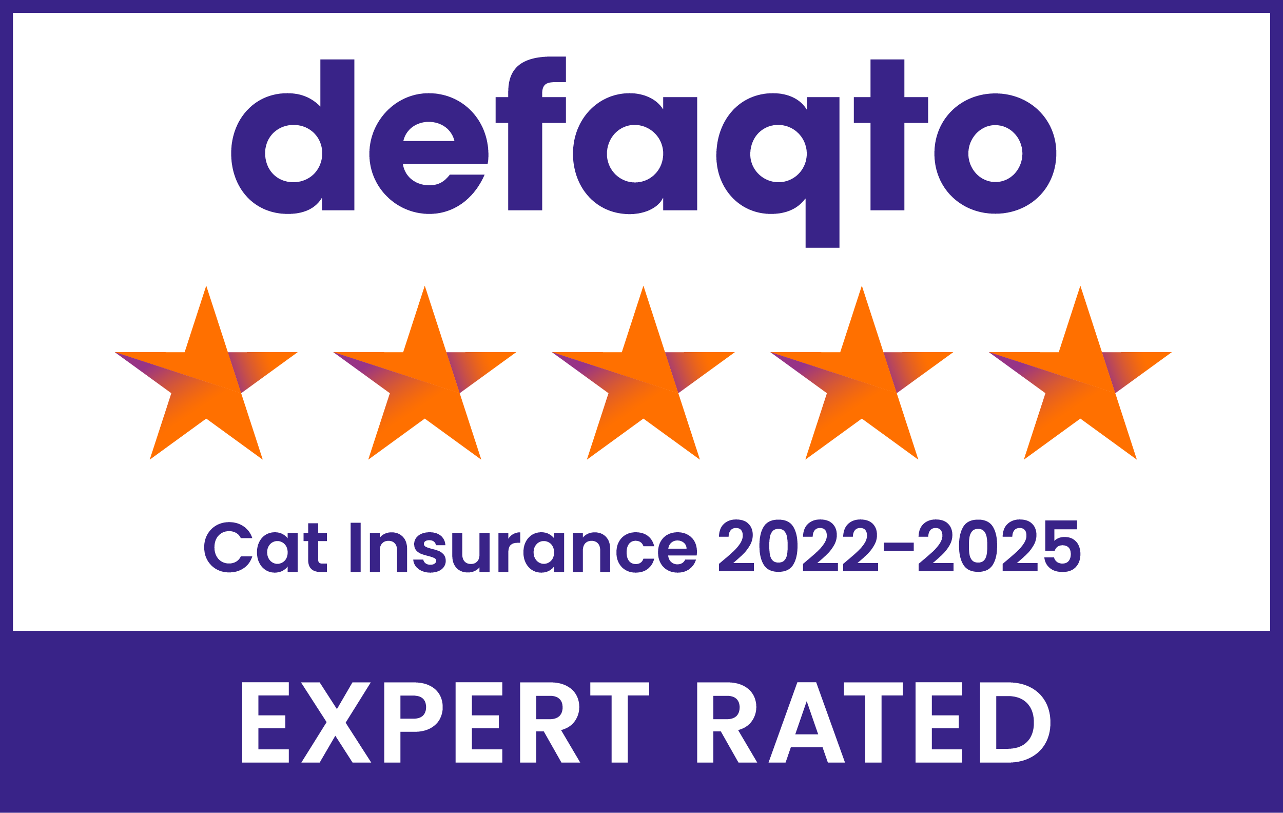 2022-2025 Defaqto 5 star expert rated pet insurance logo