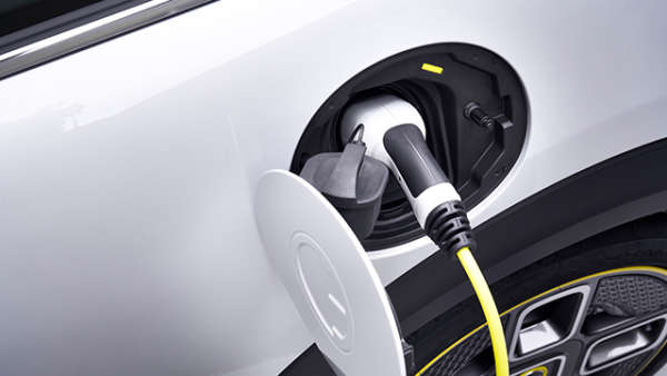 An electric car being charged.
