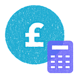 Pound coin symbol and calculator symbol