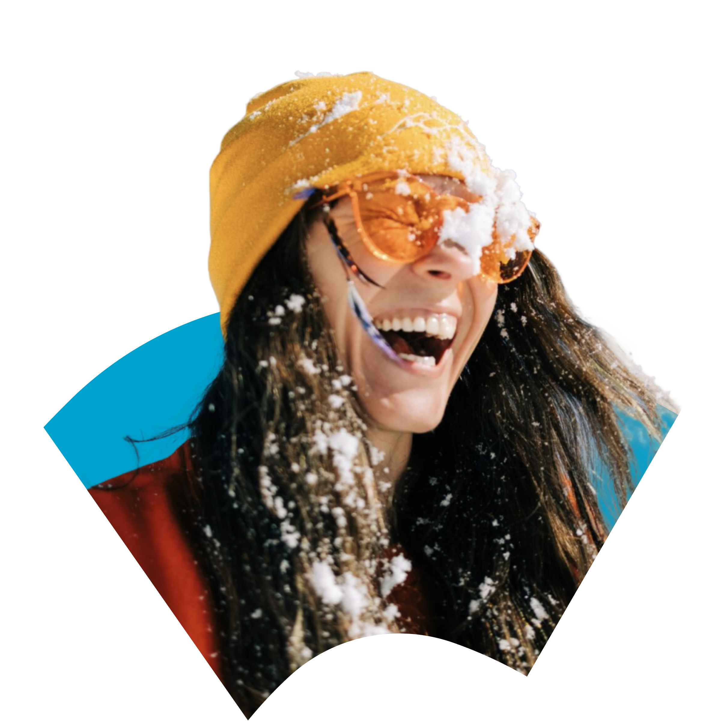 Travel | Ownershape | Woman laughing with snow on her face