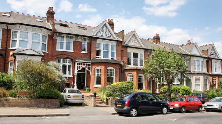 Row of houses in the sunshine