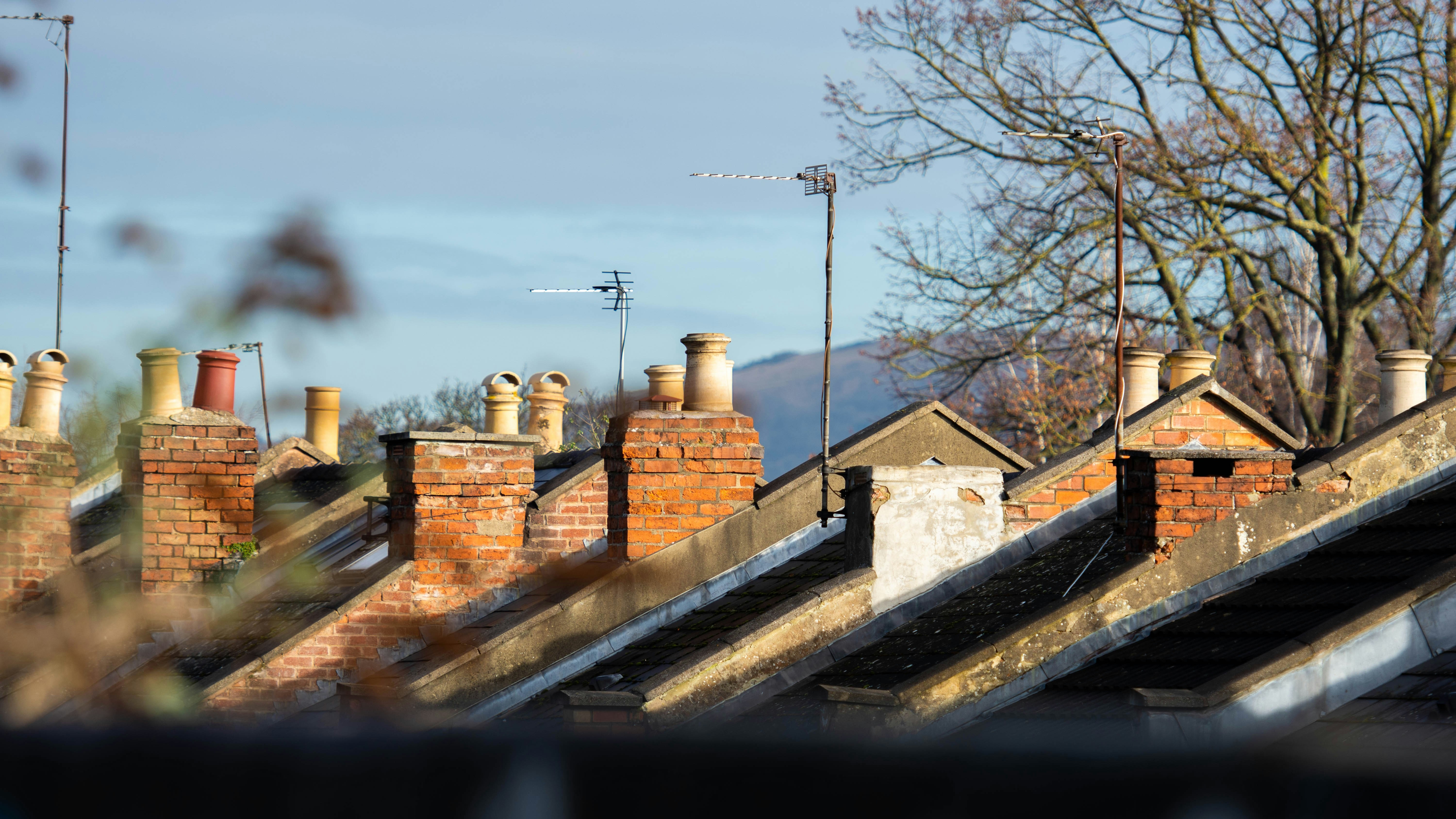 Rooftops and chimneys of houses