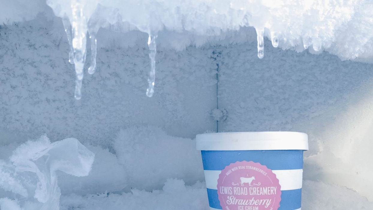 Ice cream sat within freezer
