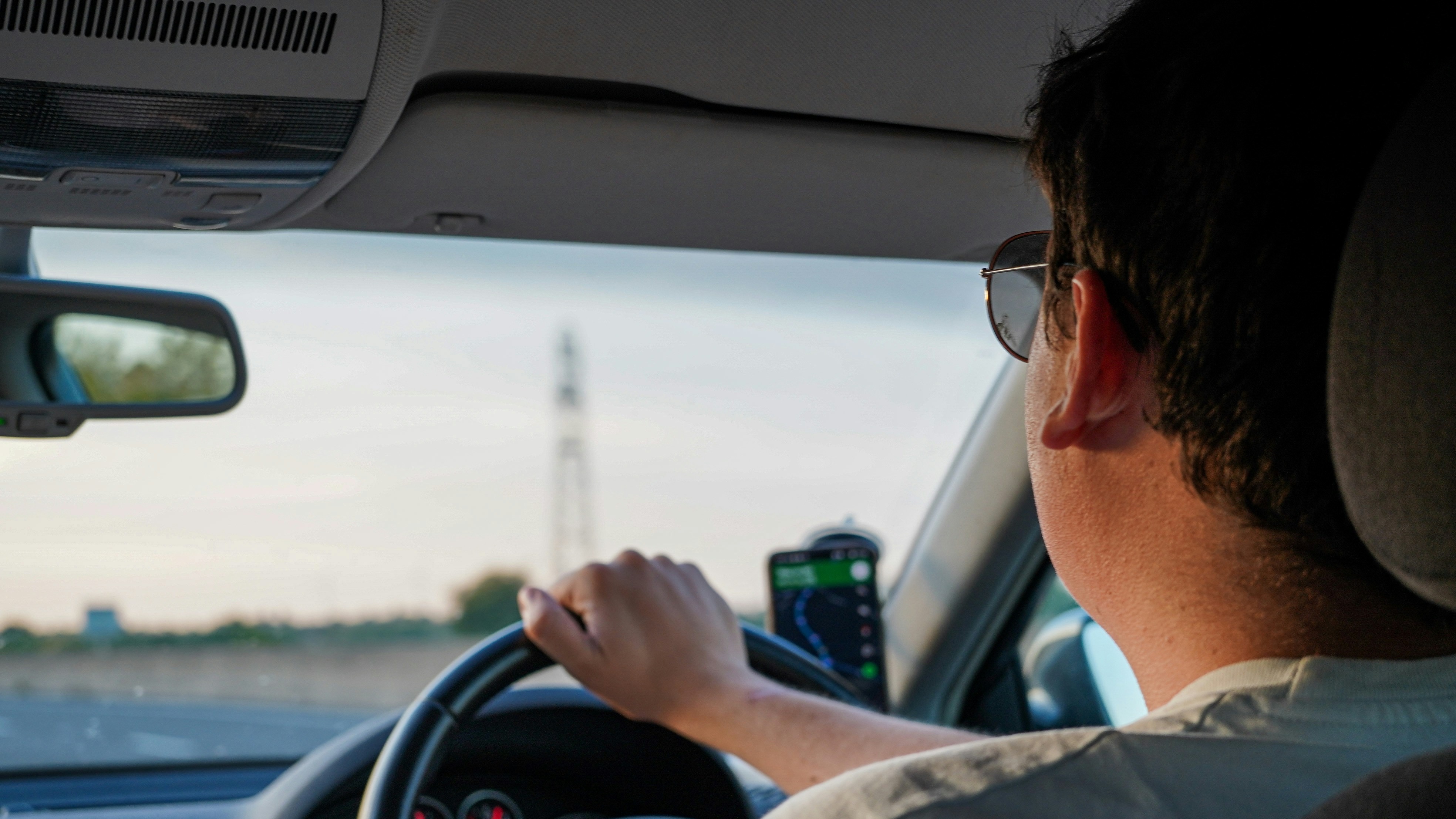 Person driving a car