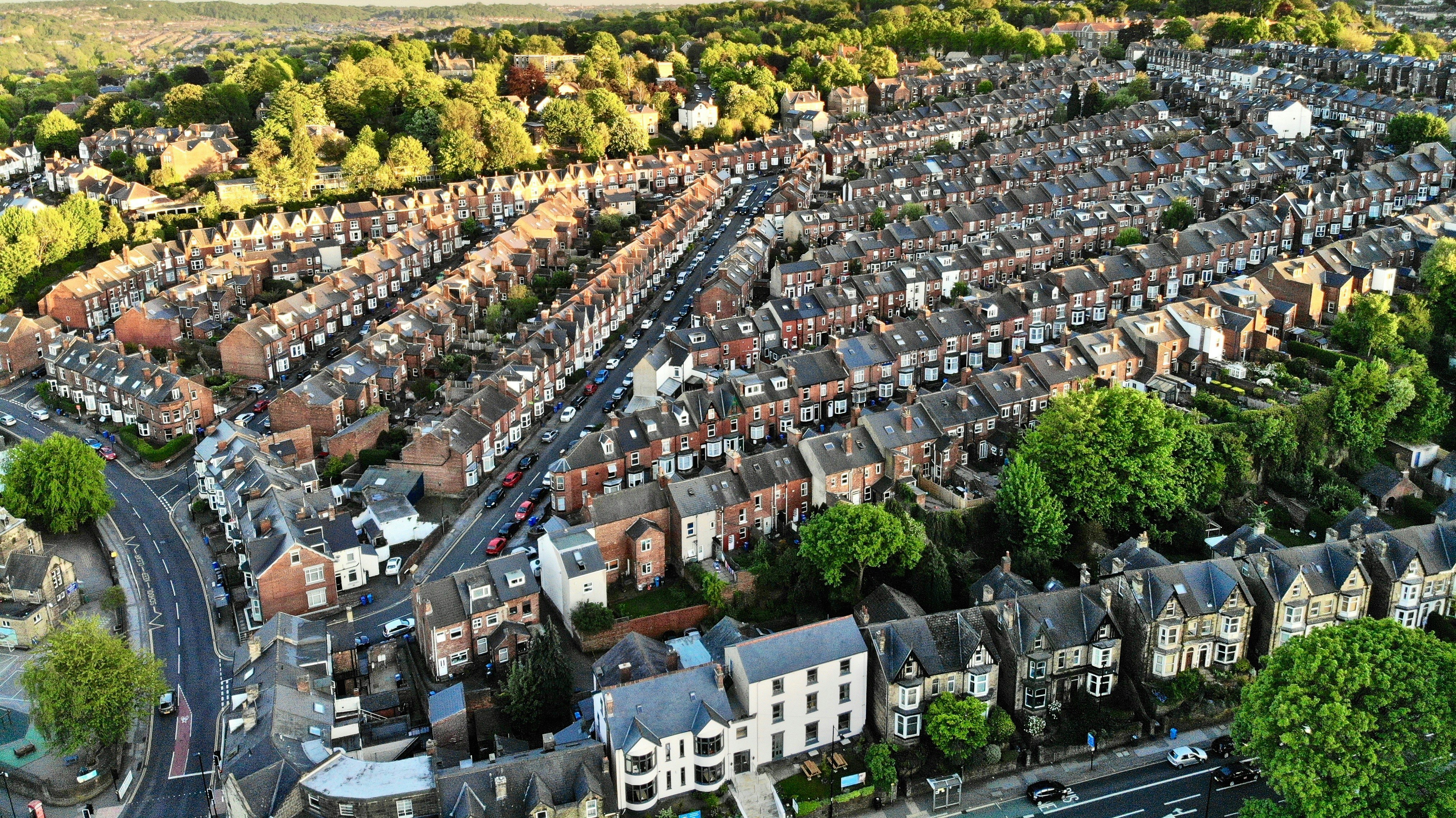 Aerial view of houses