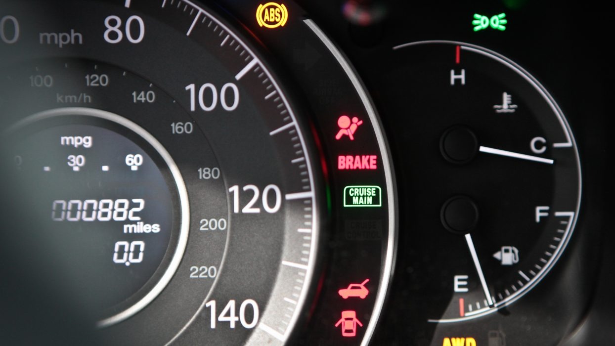 Dials on a car dashboard