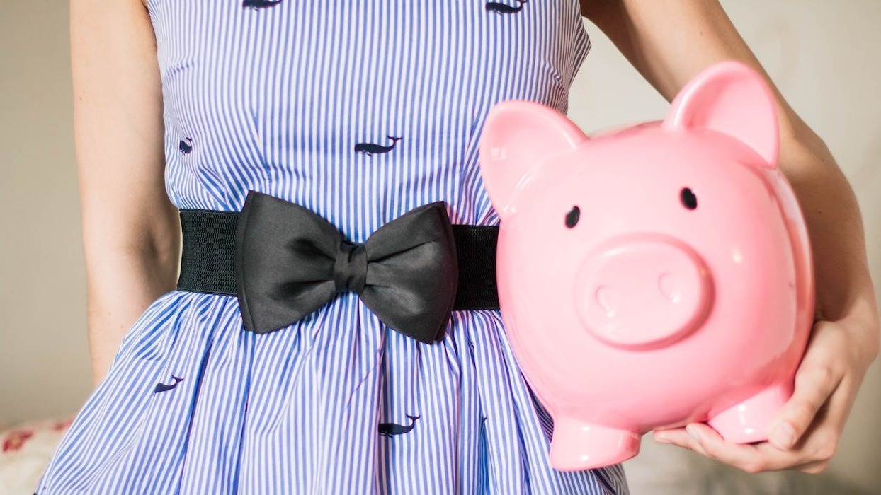 Person holding piggy bank
