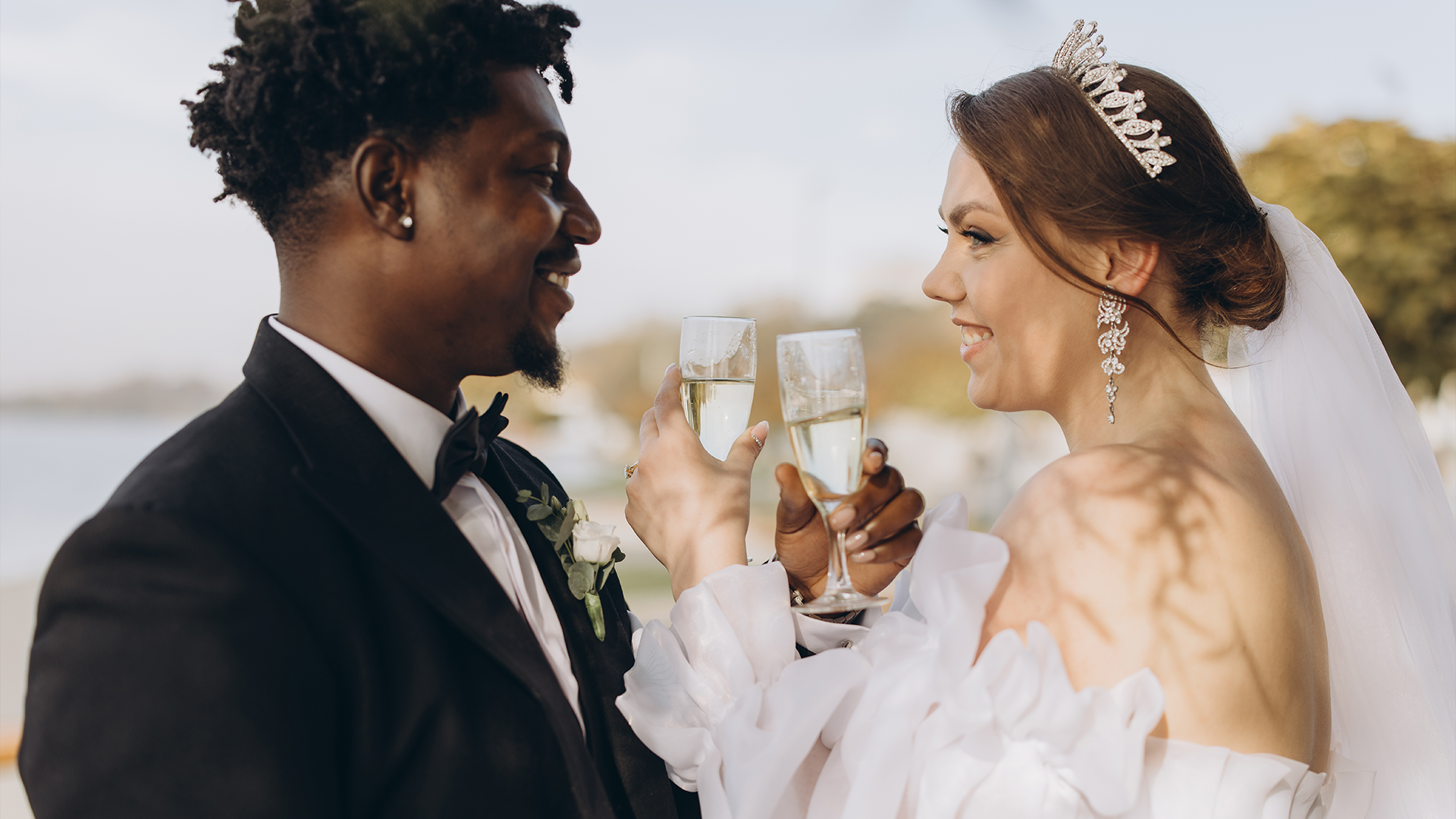 A couple on their wedding day