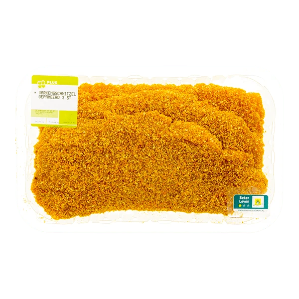 PLUS Varkensschnitzel gepaneerd 3 stuks