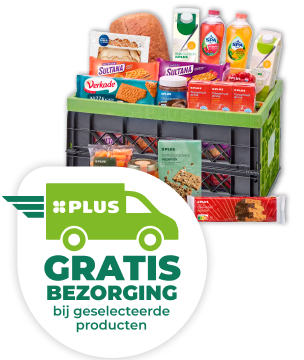 Krat met boodschappen, gratis thuisbezorgd