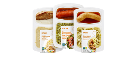 PLUS Hollandse maaltijden 1 voor 4 euro. Geldig van 14 t/m 20 januari