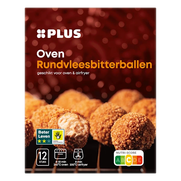 PLUS Oven rundvleesbitterballen 12 stuks