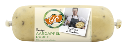 Aardappelpuree crème fraîche bieslook