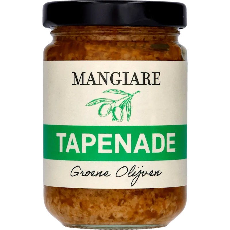 Mangiare groene olijven tapenade